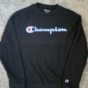 Champion Black Sweatshirt with Blue Logo
